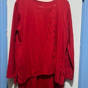 Elegant Red Button-Down Women's Top
